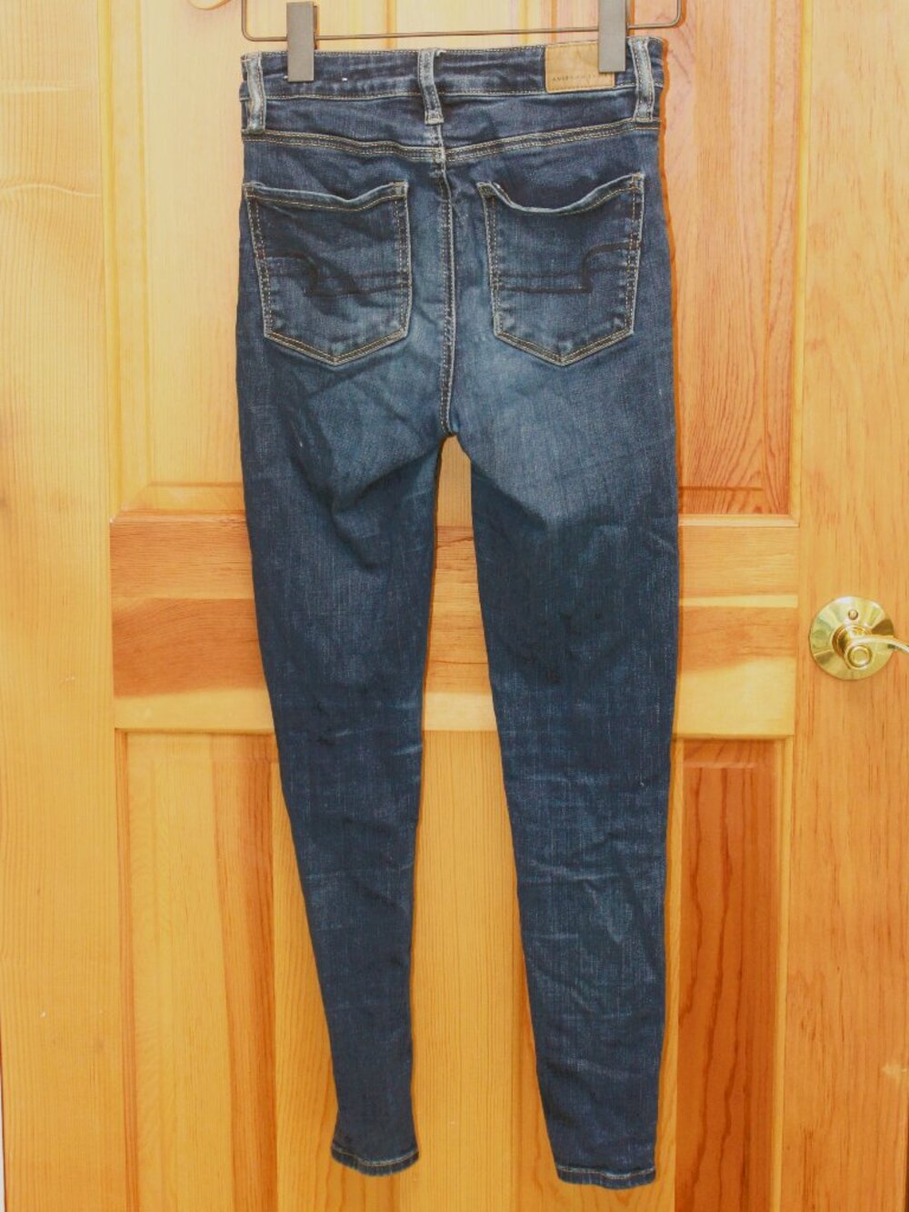 American Eagle Dark Blue High Rise Skinny Jeans - Picture 2 of 3